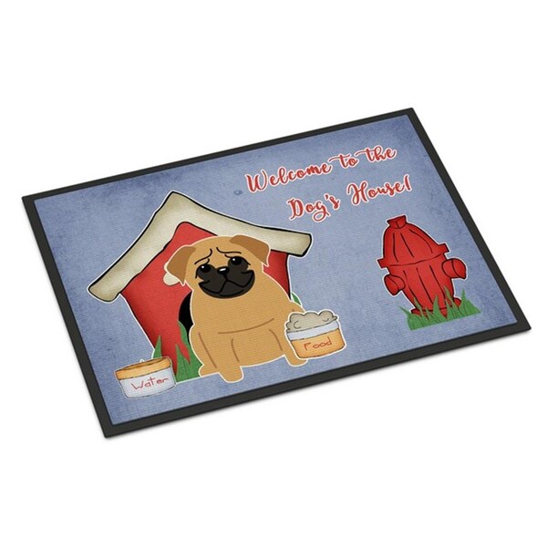 Carolines Treasures Dog House Collection Pug Brown Indoor or Outdoor Mat, 24 x 0.25 x 36 in. BB2761JMAT - main